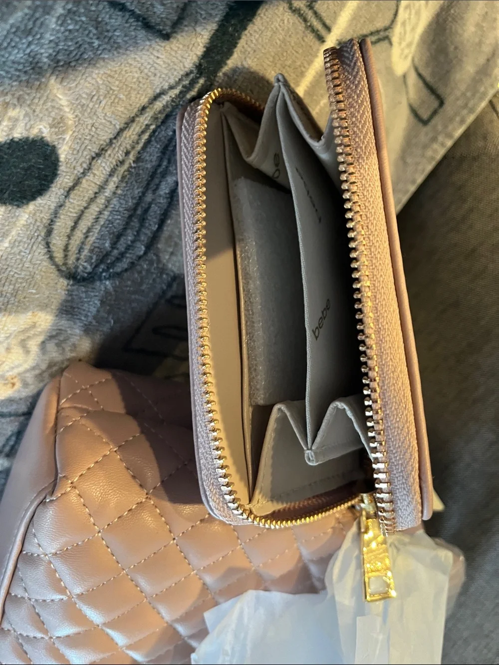 bebe Quilted Mini Satchel in Dusty Pink